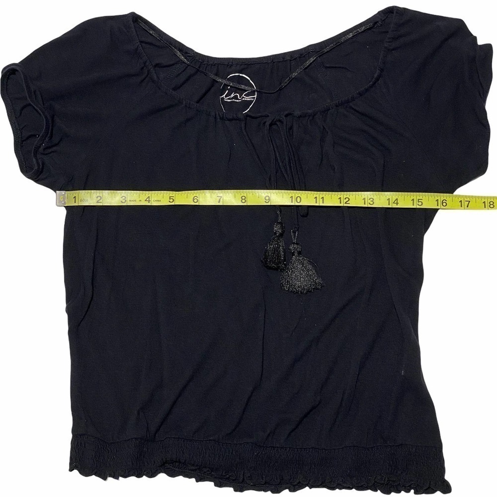 Inc International Concepts Solid Black Short Slee… - image 7